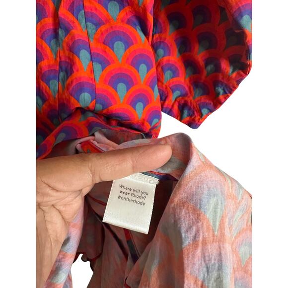 Rhode Ryan Dress in Red Retro Rainbow Print Mini Womans XL - Picture 10 of 11